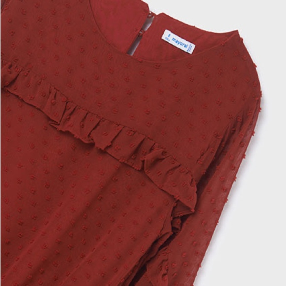 Size 8 Girls Mayoral Elegant Burgundy Ruffle Dress